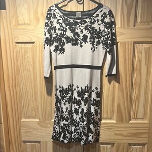 Taylor Elegant Monochrome Long Sleeve Dress